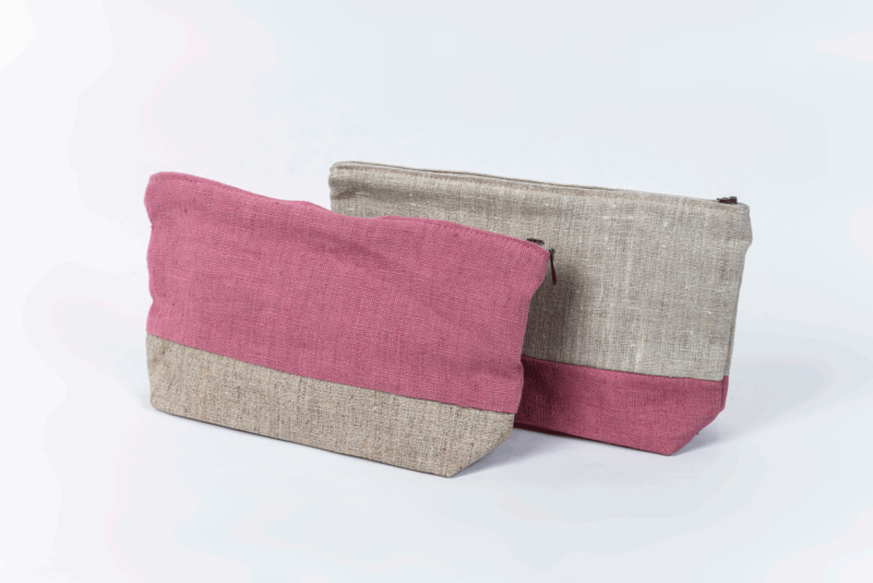 Beautycase in lino a due colori - immagine 3