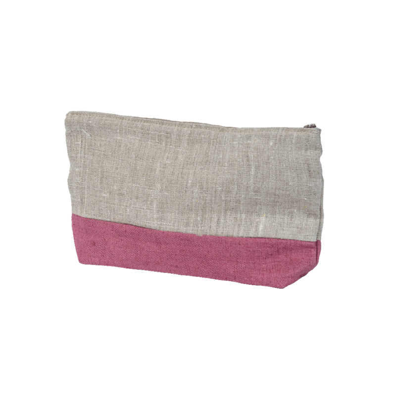 Beautycase in lino a due colori
